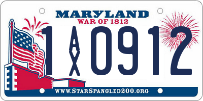 MD license plate 1AX0912