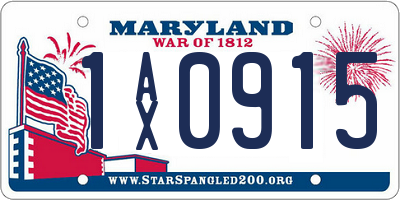 MD license plate 1AX0915