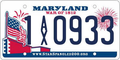MD license plate 1AX0933