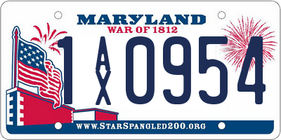 MD license plate 1AX0954
