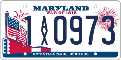 MD license plate 1AX0973