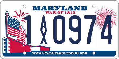 MD license plate 1AX0974