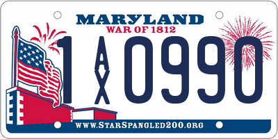 MD license plate 1AX0990