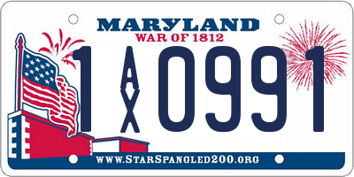 MD license plate 1AX0991