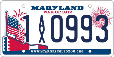 MD license plate 1AX0993