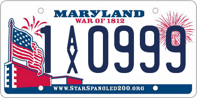 MD license plate 1AX0999