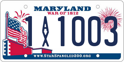 MD license plate 1AX1003