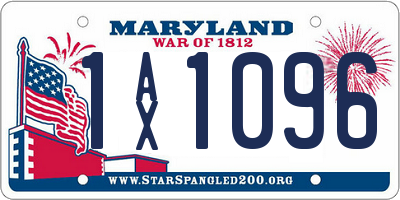 MD license plate 1AX1096