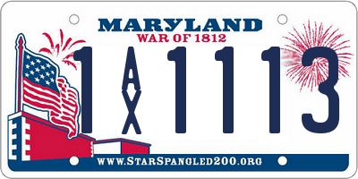 MD license plate 1AX1113