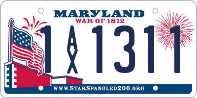 MD license plate 1AX1311