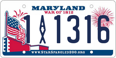 MD license plate 1AX1316