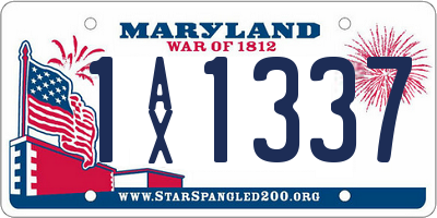 MD license plate 1AX1337