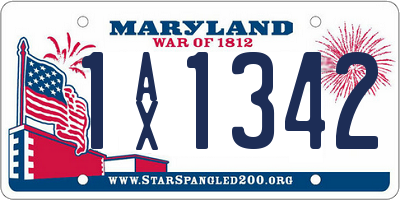 MD license plate 1AX1342