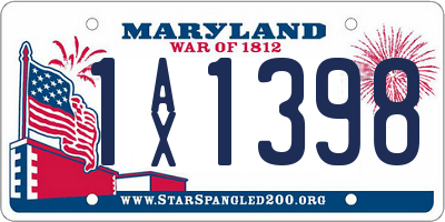 MD license plate 1AX1398