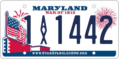 MD license plate 1AX1442