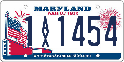 MD license plate 1AX1454