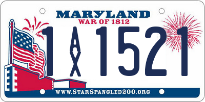 MD license plate 1AX1521