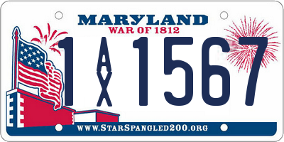 MD license plate 1AX1567
