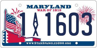 MD license plate 1AX1603