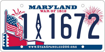 MD license plate 1AX1672