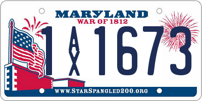 MD license plate 1AX1673