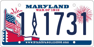 MD license plate 1AX1731
