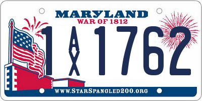 MD license plate 1AX1762