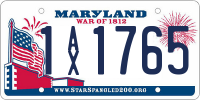 MD license plate 1AX1765