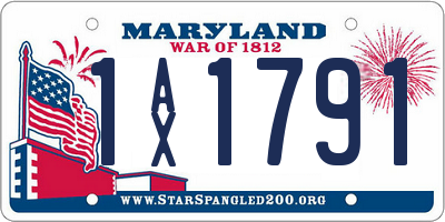 MD license plate 1AX1791
