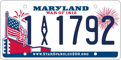 MD license plate 1AX1792