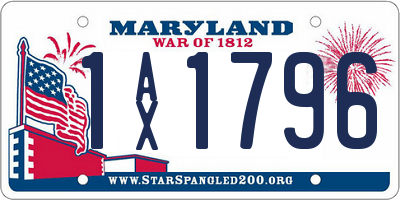 MD license plate 1AX1796