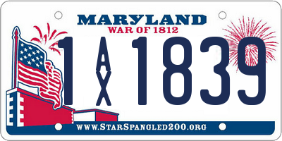 MD license plate 1AX1839