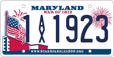 MD license plate 1AX1923