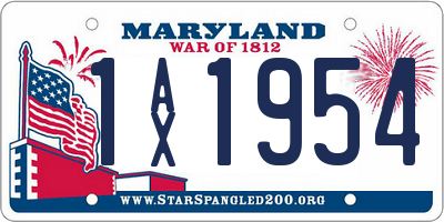 MD license plate 1AX1954