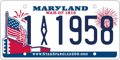 MD license plate 1AX1958