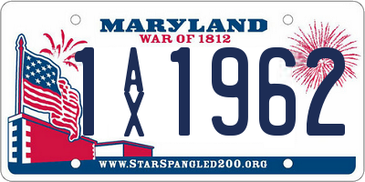 MD license plate 1AX1962