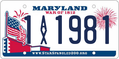 MD license plate 1AX1981