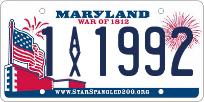 MD license plate 1AX1992