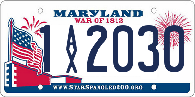 MD license plate 1AX2030