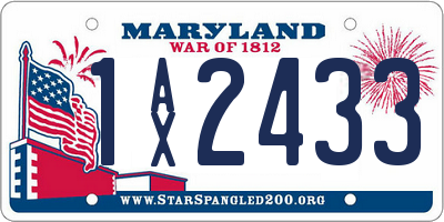 MD license plate 1AX2433