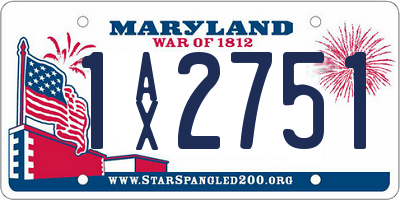 MD license plate 1AX2751