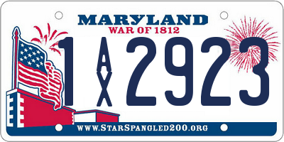 MD license plate 1AX2923