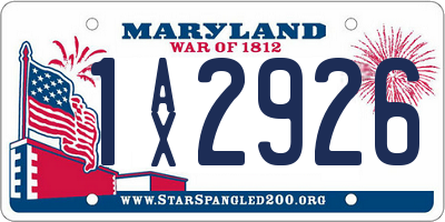 MD license plate 1AX2926