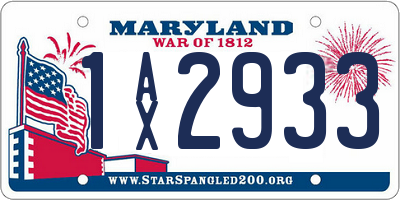 MD license plate 1AX2933
