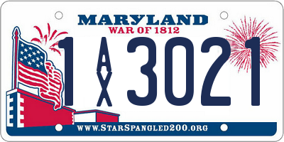 MD license plate 1AX3021