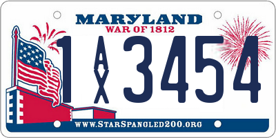 MD license plate 1AX3454