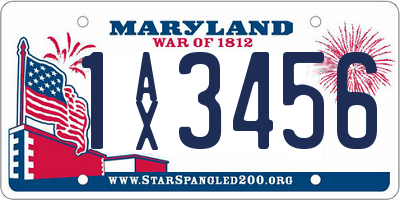 MD license plate 1AX3456