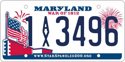 MD license plate 1AX3496