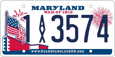 MD license plate 1AX3574
