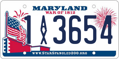 MD license plate 1AX3654